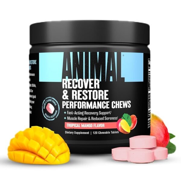 Animal Recovery Chews, Fast Acting Recovery with BCAA, Taurine and Glutamine for Muscle Repair and Hydration - Convenient and Delicious Chews Format