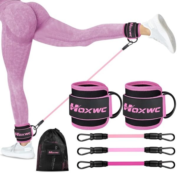 Ankle Resistance Bands with Cuffs, Ankle Bands for Working Out, Ankle Resistance Band for Leg, Booty Workout Equipment for Kickbacks Hip Fitness Training, Exercise Bands for...