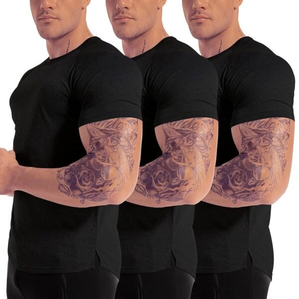 Men's 3pack Dry Fit Workout Gym Short Sleeve T Shirt Moisture Wicking Active Athletic Performance Running Shirts