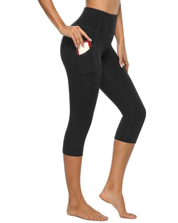 Stelle Women's Capri Yoga Pants with Pockets Essential High Waisted Legging for Workout
